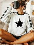 Light Grey Distressed Star Print Crew Neck Sweatshirt