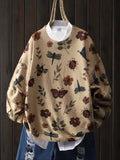 Nature-Inspired Insect & Floral Fuzzy Oversized Sweater