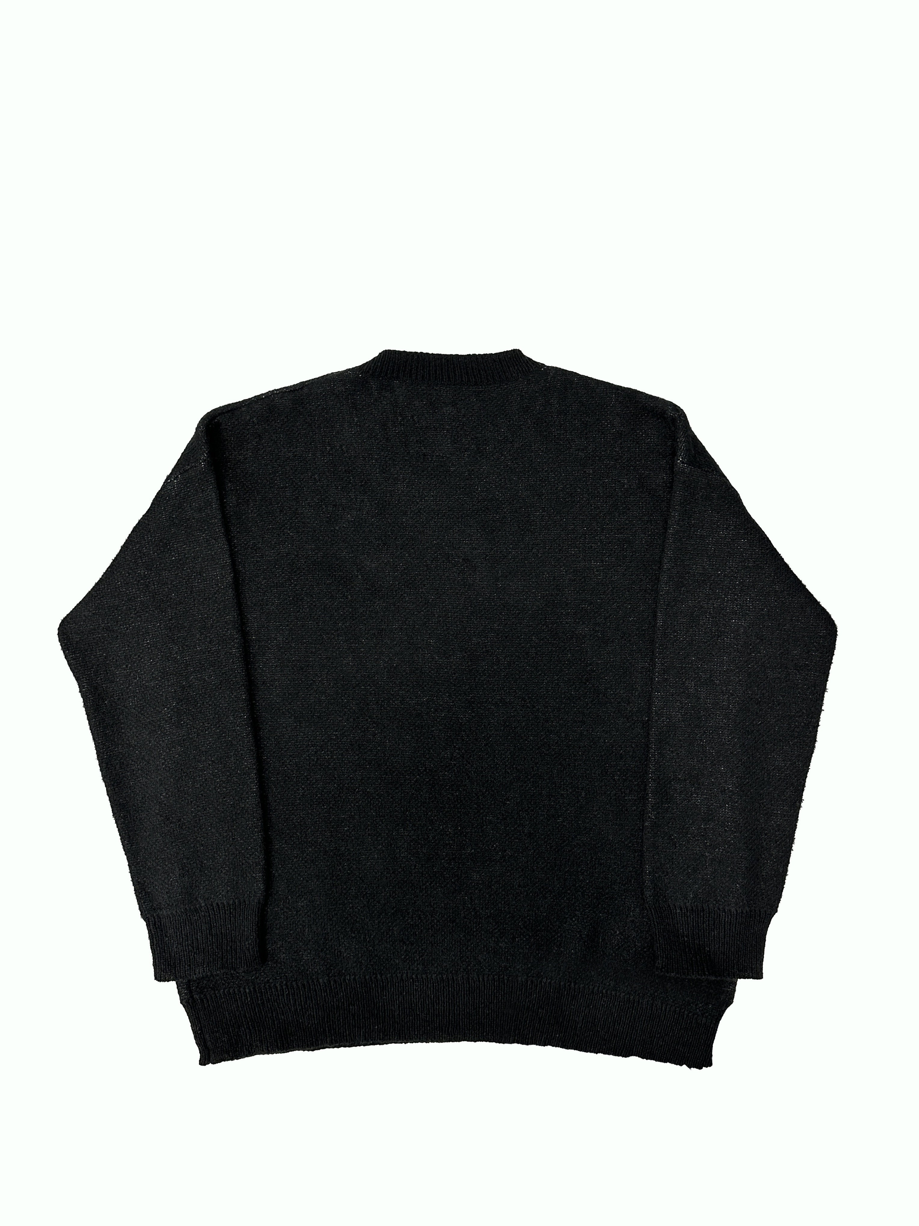 Black Abstract Face Graphic Oversized Knit Sweater