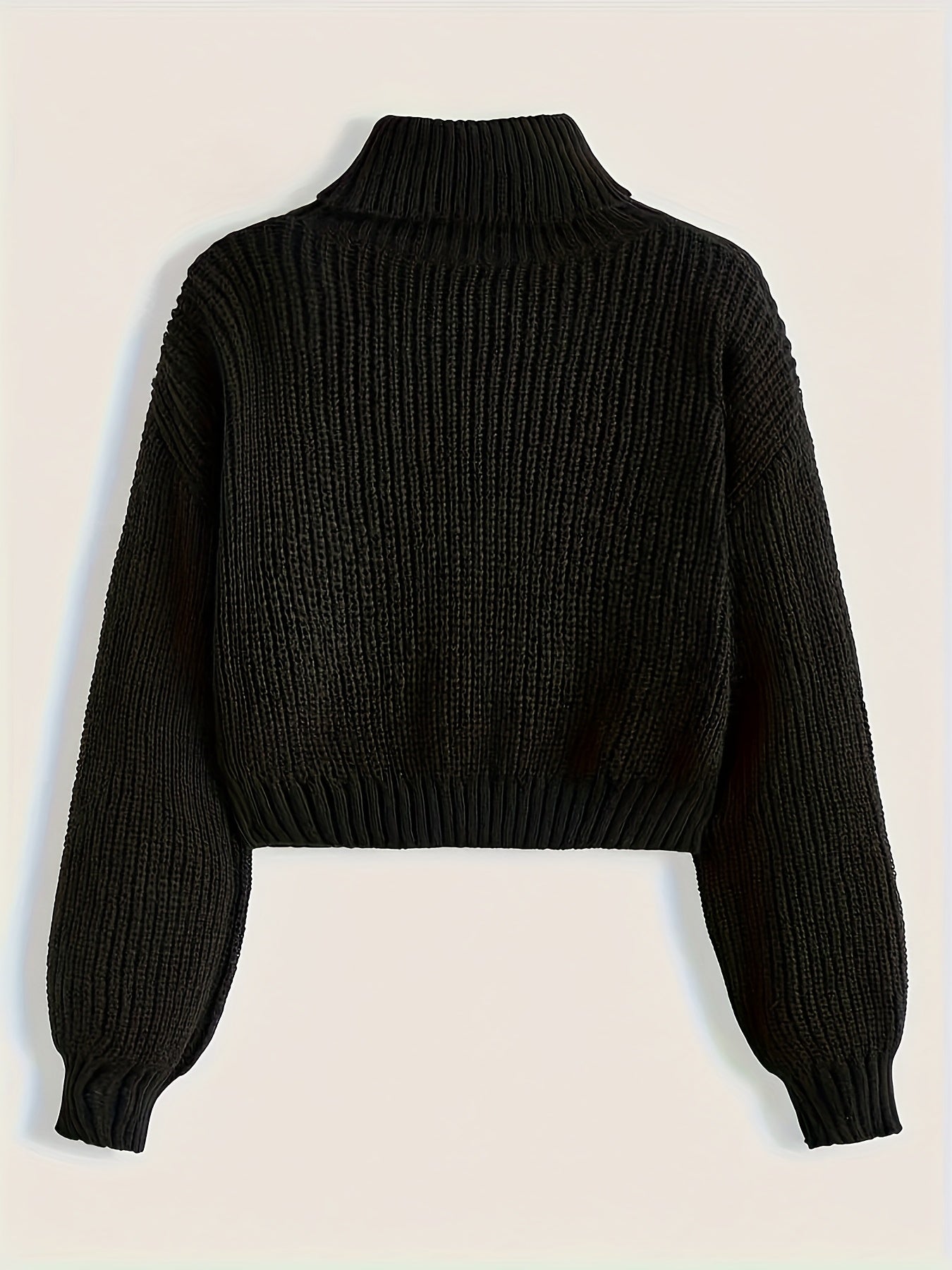 Black Moth Embroidered Cropped Turtleneck Sweater