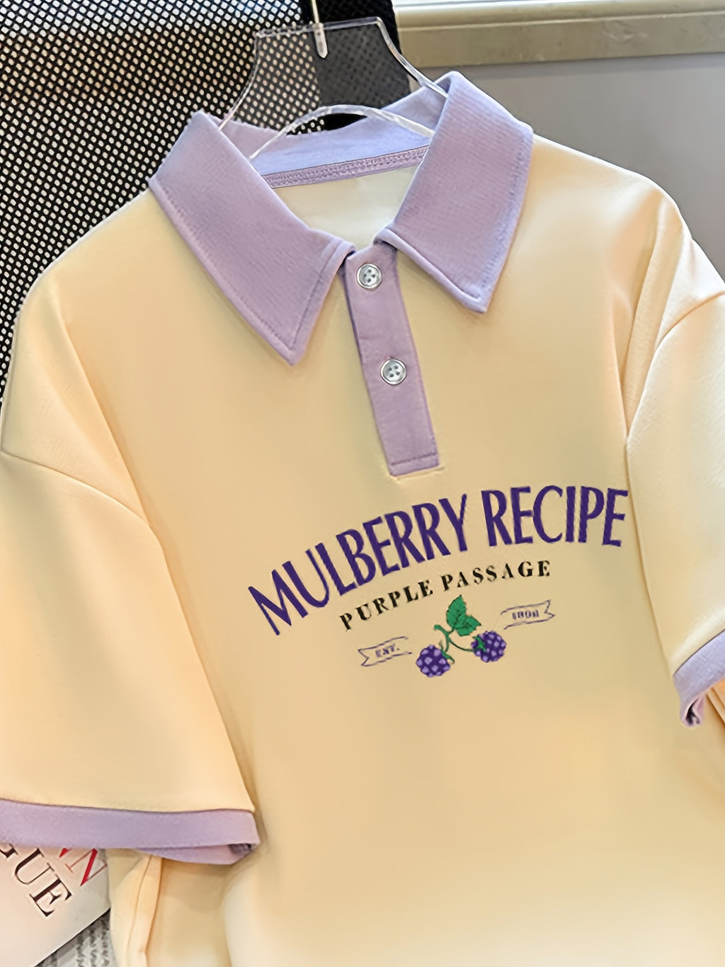 Cream & Lavender Mulberry Recipe Polo Shirt