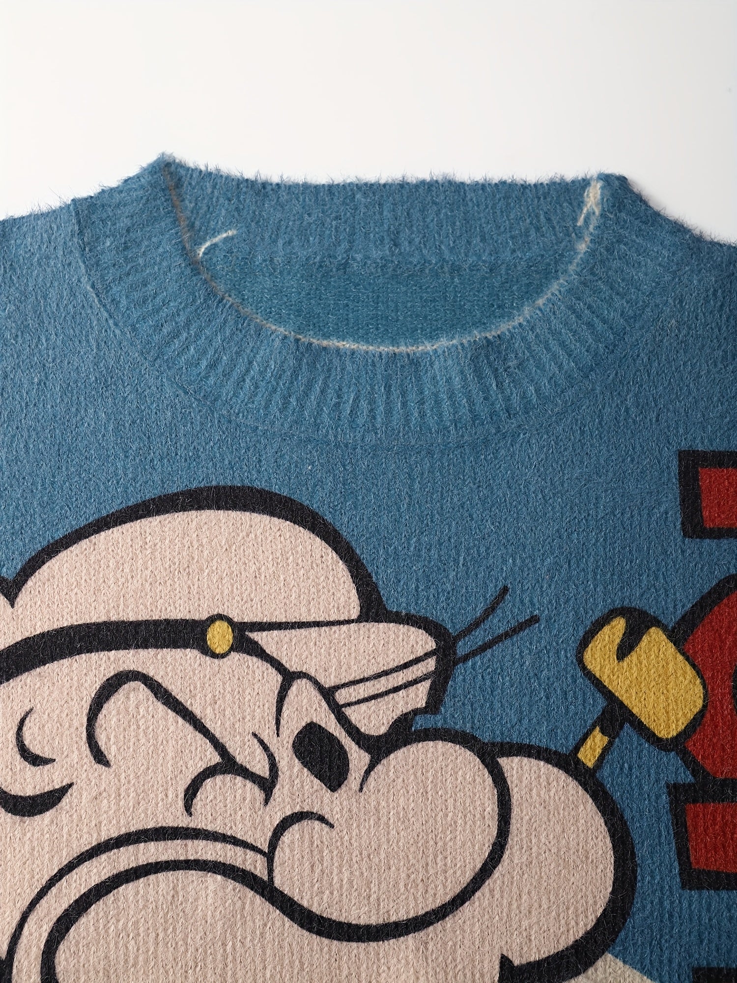 Popeye the Sailor Oversized Fuzzy Knit Sweater
