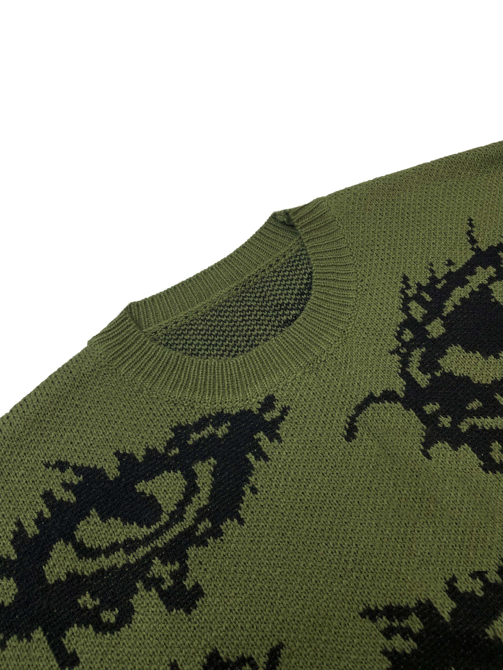 Green & Black Eye Pattern Oversized Knit Sweater