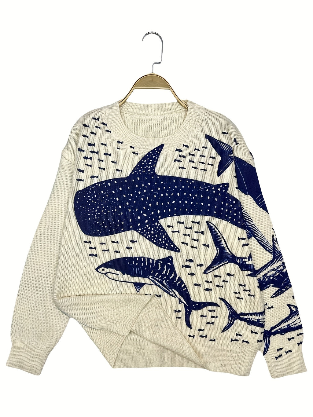 Marine Life Whale Shark Oversized Knit Sweater
