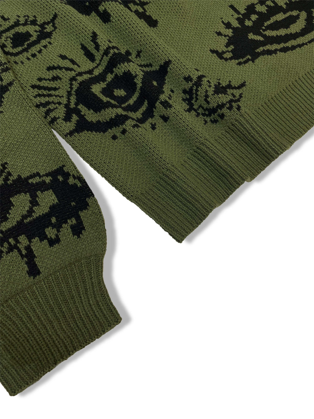 Green & Black Eye Pattern Oversized Knit Sweater