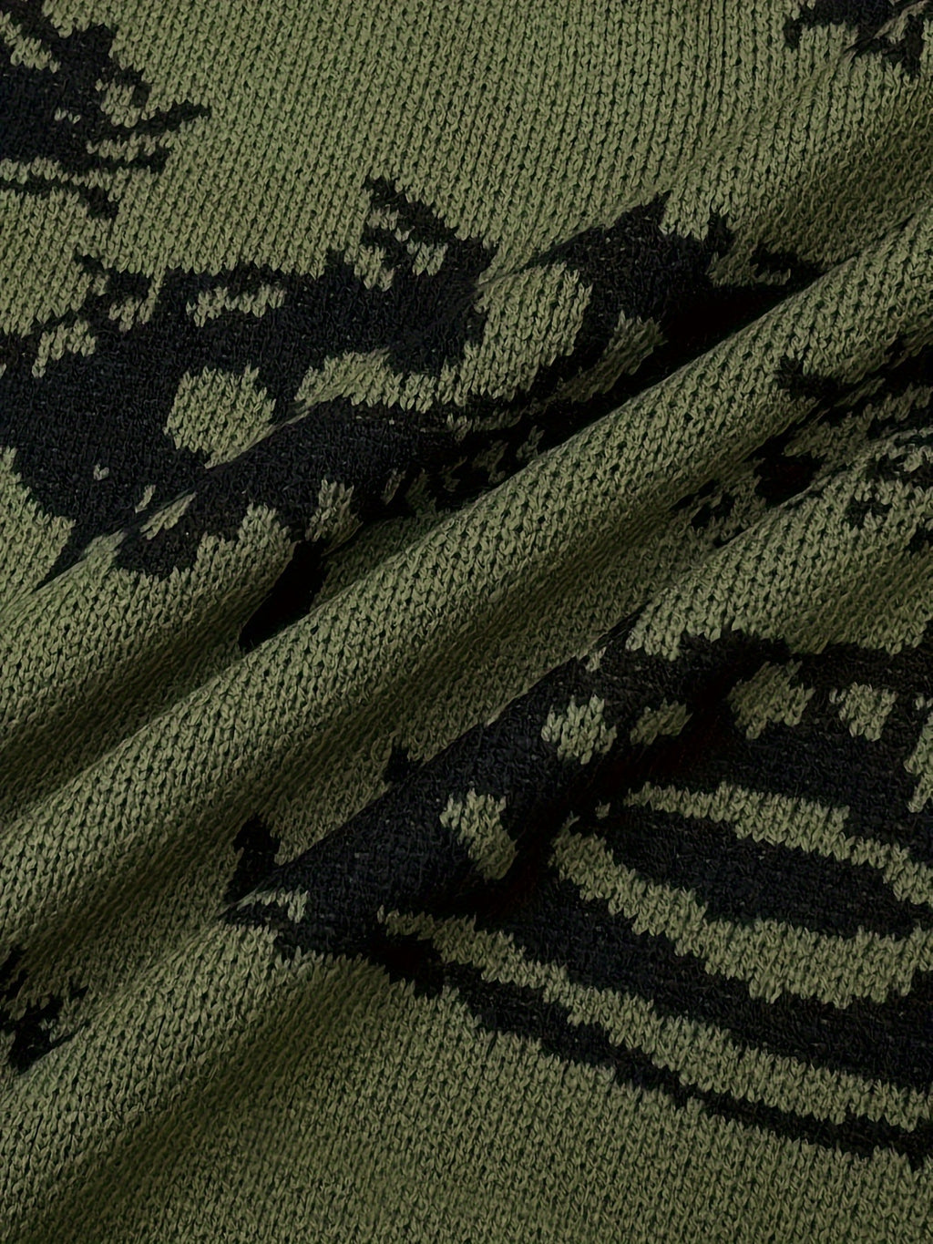 Green & Black Eye Pattern Oversized Knit Sweater