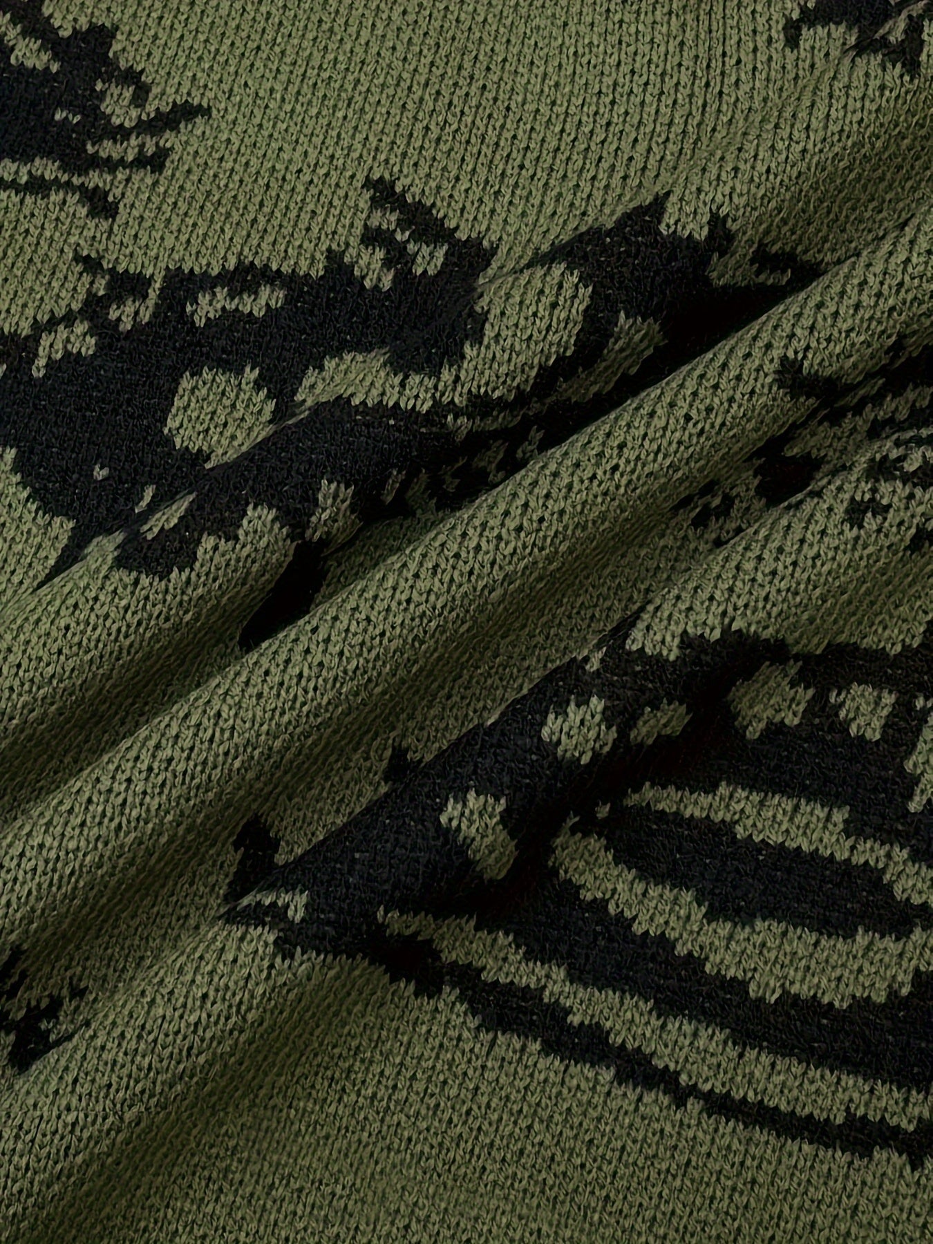 Green & Black Eye Pattern Oversized Knit Sweater