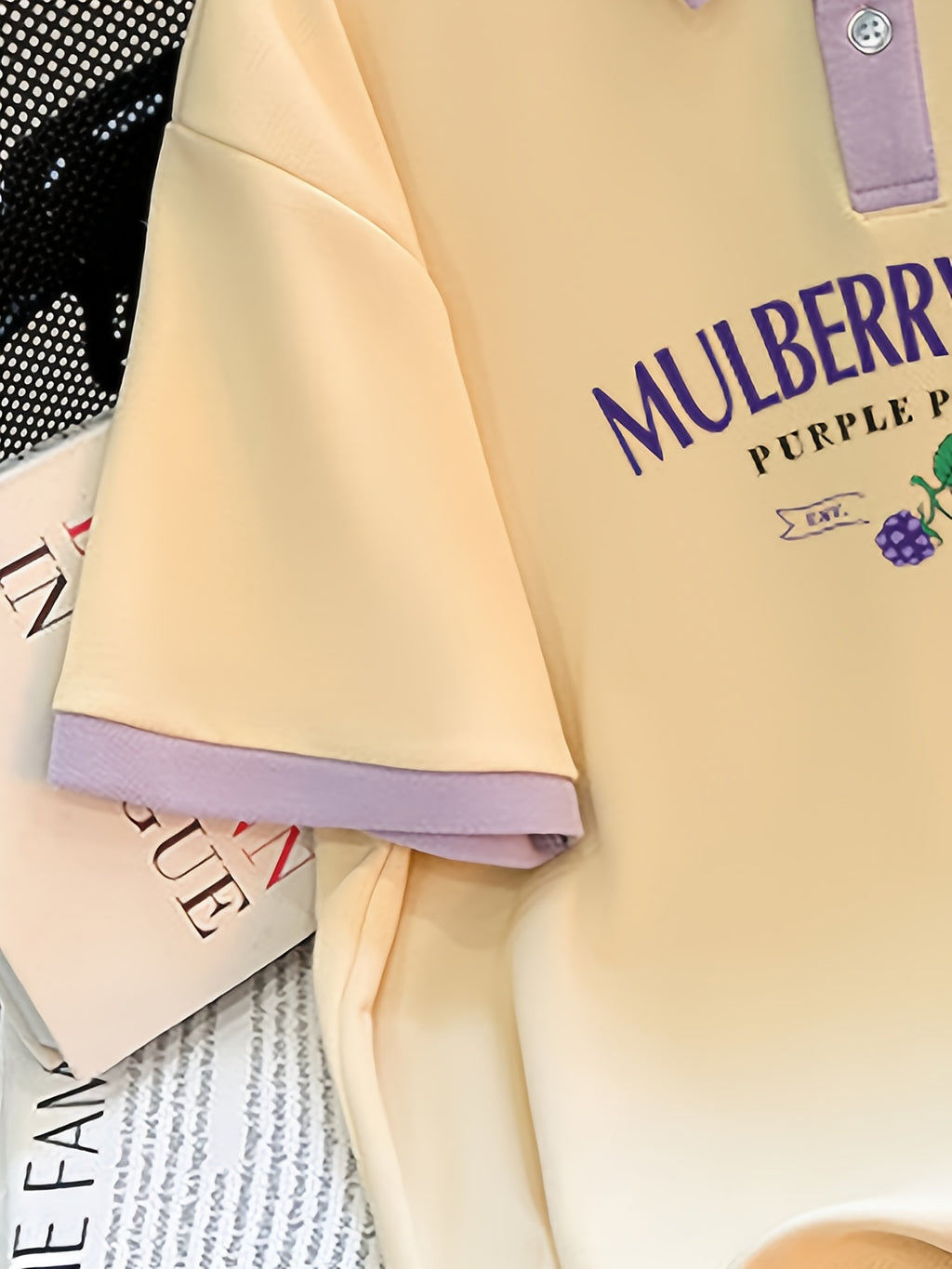 Cream & Lavender Mulberry Recipe Polo Shirt