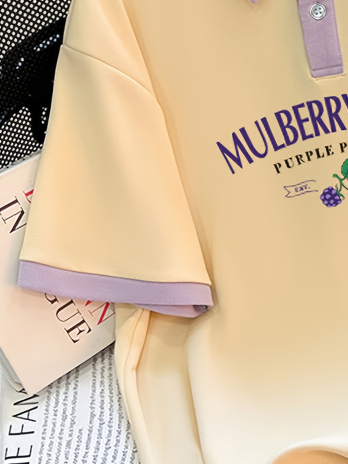 Cream & Lavender Mulberry Recipe Polo Shirt