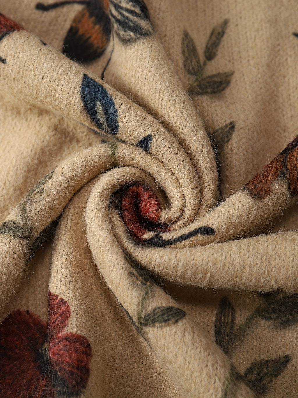 Nature-Inspired Insect & Floral Fuzzy Oversized Sweater