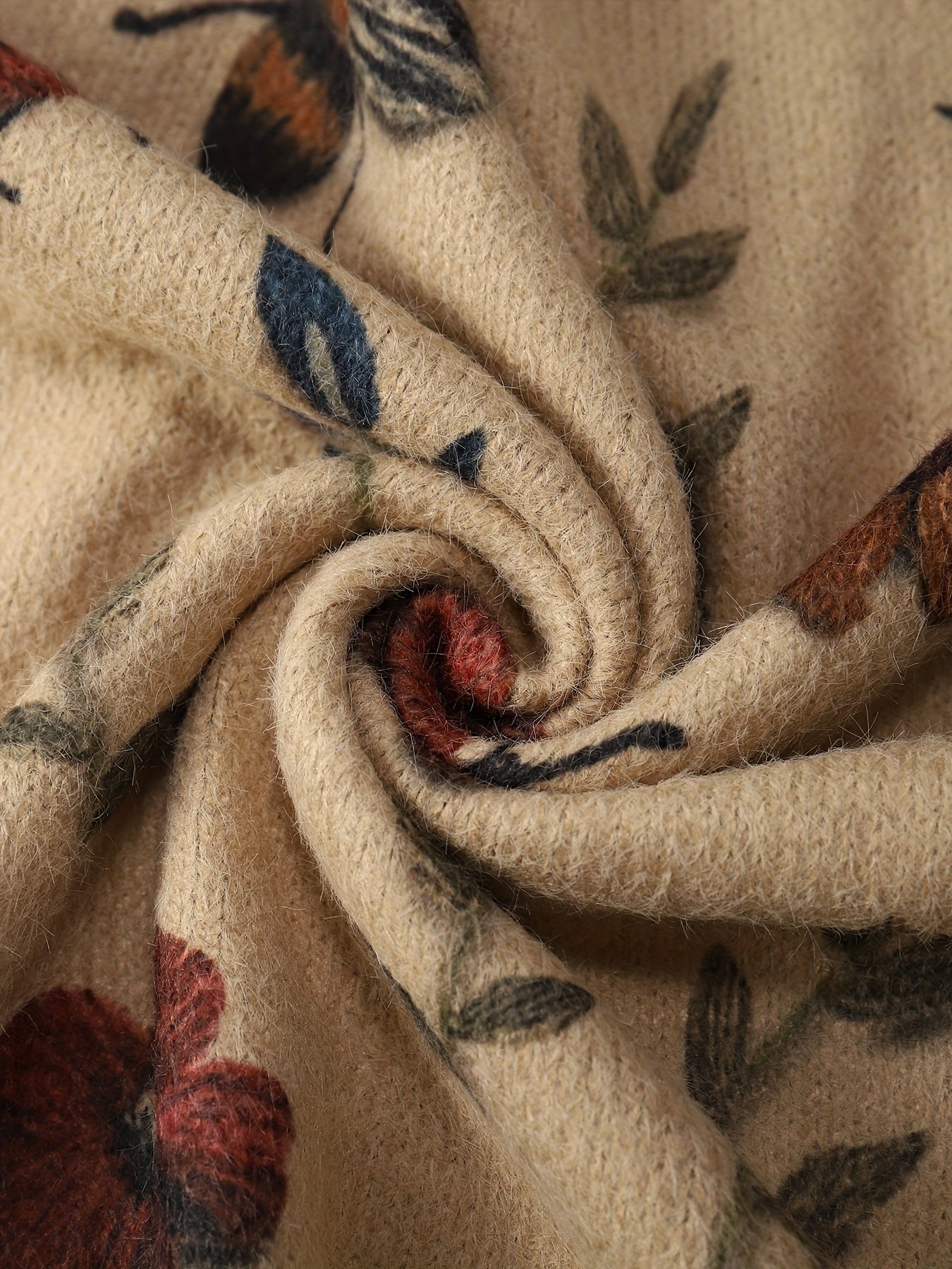 Nature-Inspired Insect & Floral Fuzzy Oversized Sweater