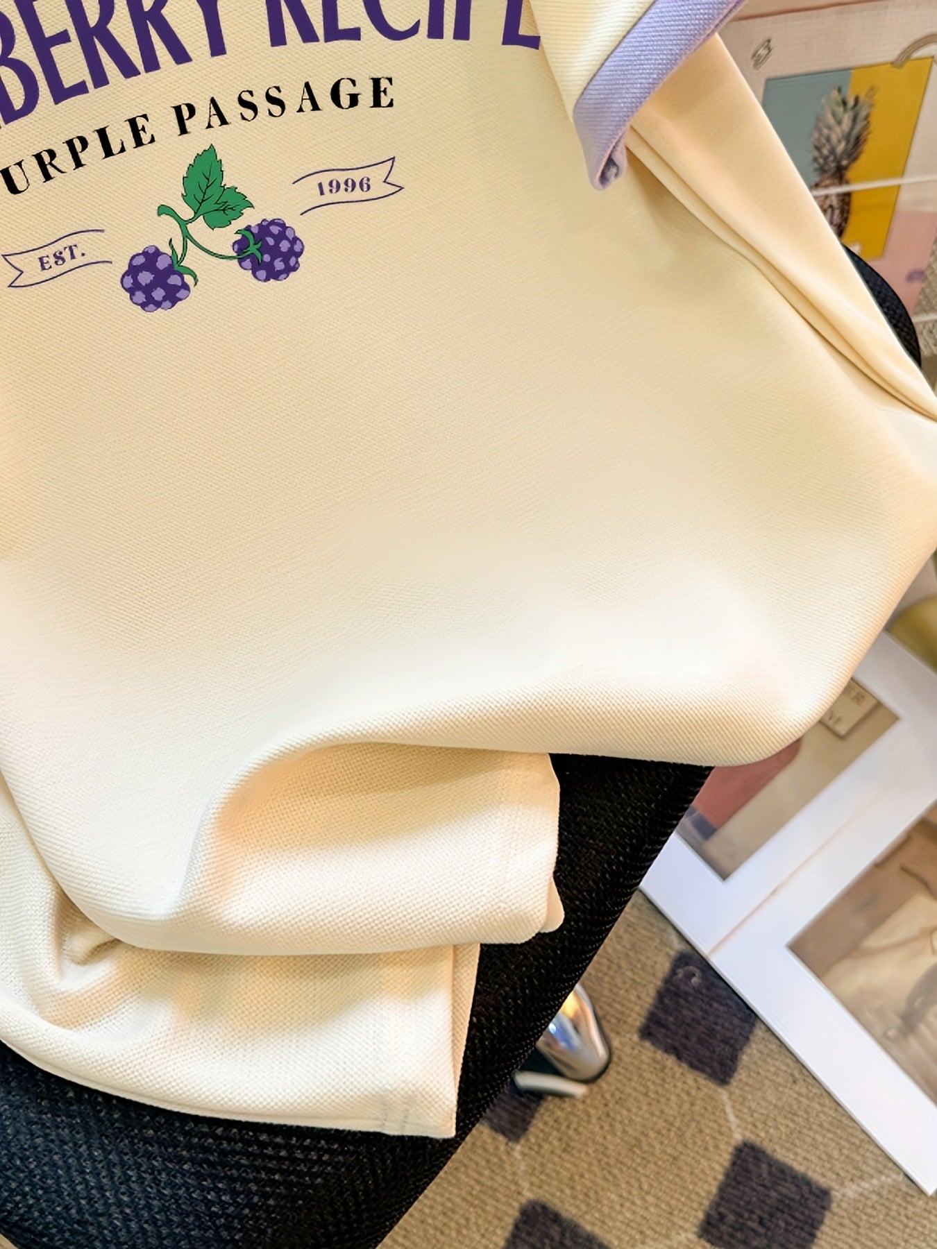 Cream & Lavender Mulberry Recipe Polo Shirt