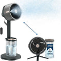 Mist Fan — Indoor & Outdoor, Integrated Misting, Pedestal to Tabletop, Corded or Cordless, Up to 24-Hr Battery, Oscillating, Charcoal Grey