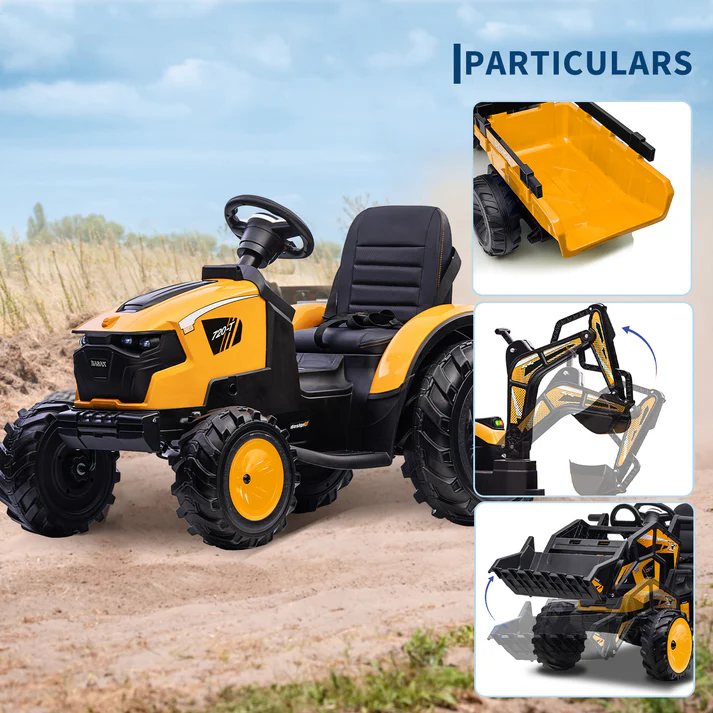 24V Electric Tractor with Trailer & Loader & Digger
