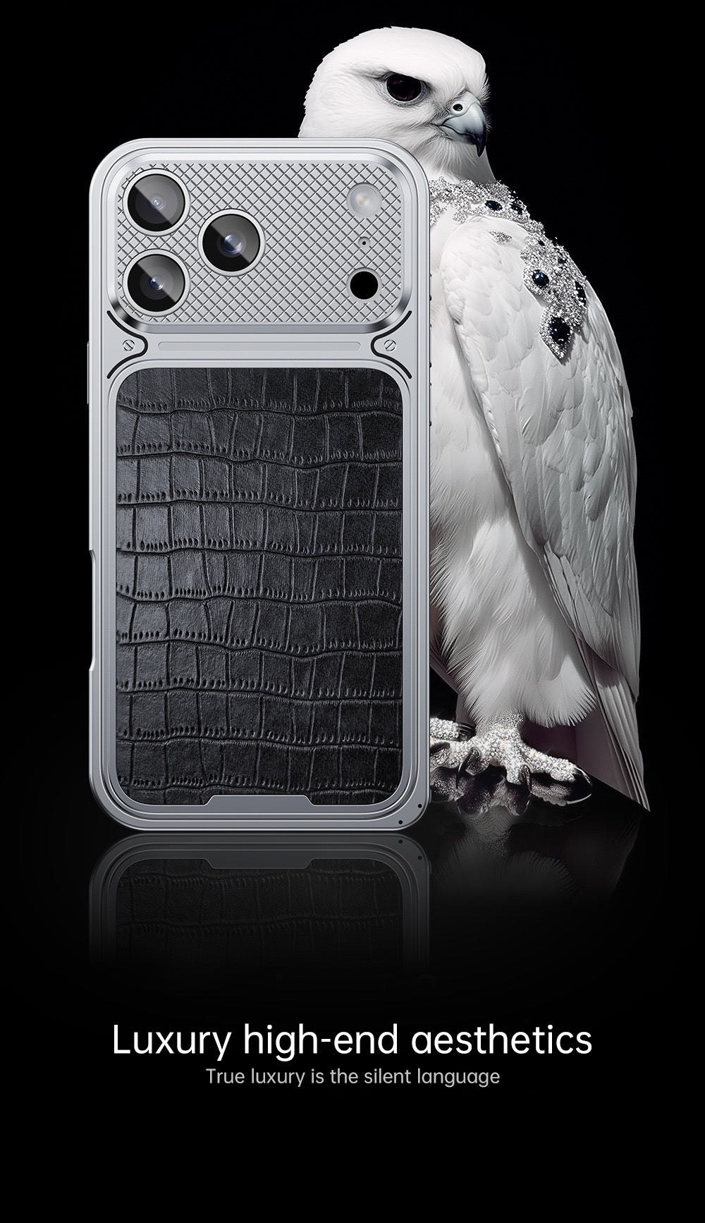 Alligator-textured magnetic phone case for protecting Apple phone lenses