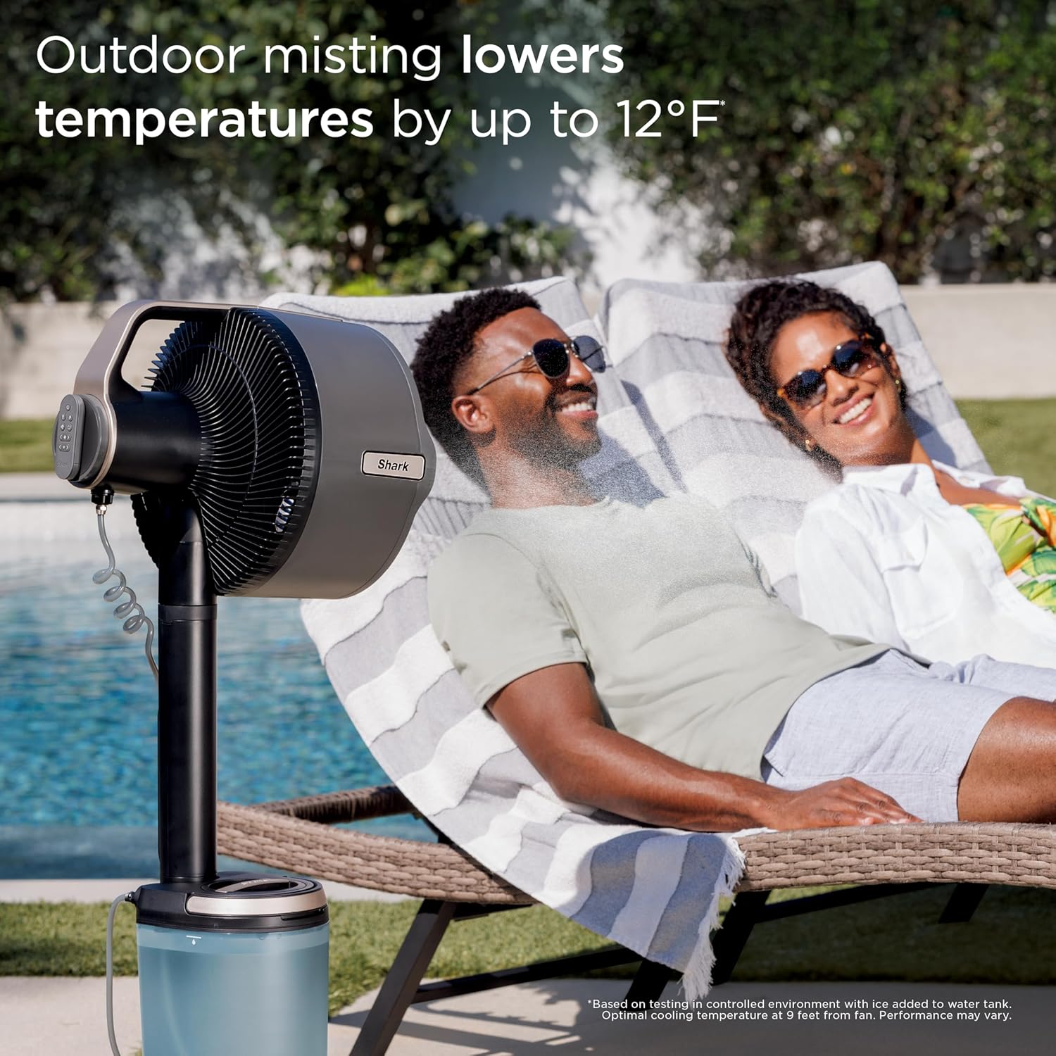 Mist Fan — Indoor & Outdoor, Integrated Misting, Pedestal to Tabletop, Corded or Cordless, Up to 24-Hr Battery, Oscillating, Charcoal Grey