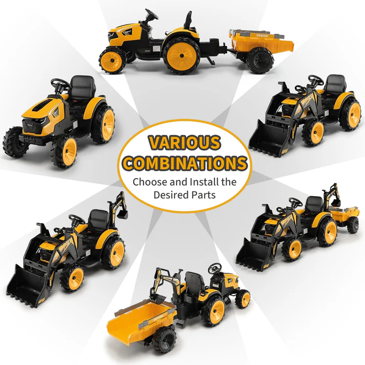 24V Electric Tractor with Trailer & Loader & Digger