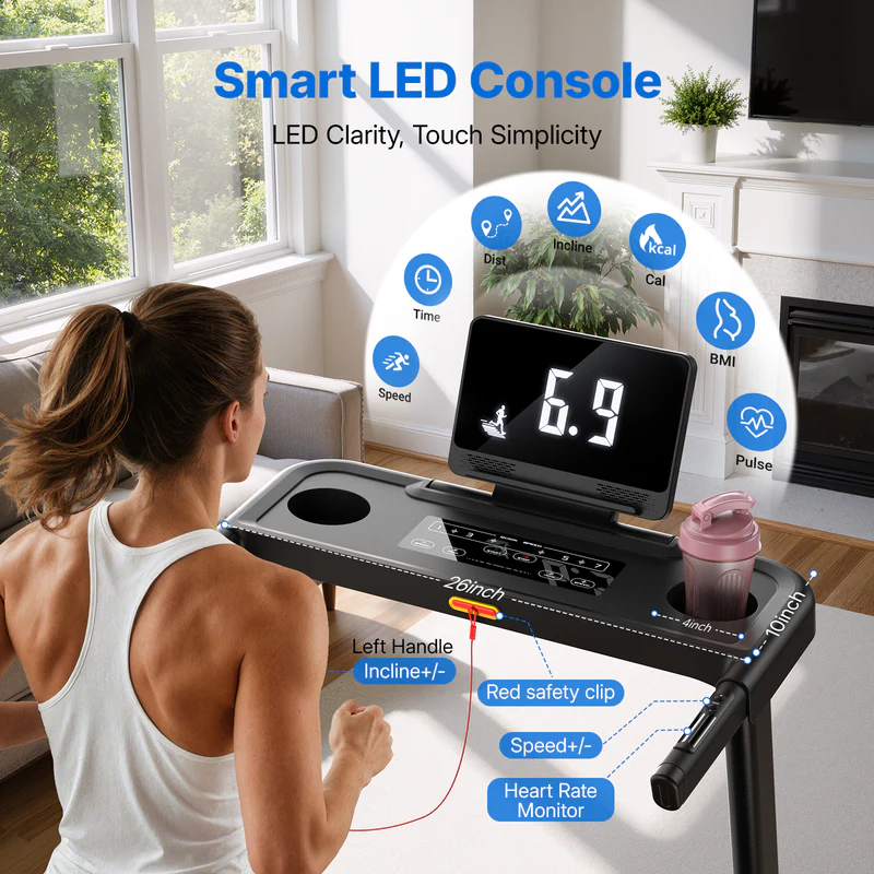 Foldable Treadmill with 15% Auto Incline