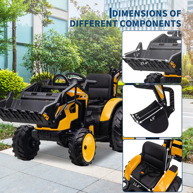 24V Electric Tractor with Trailer & Loader & Digger