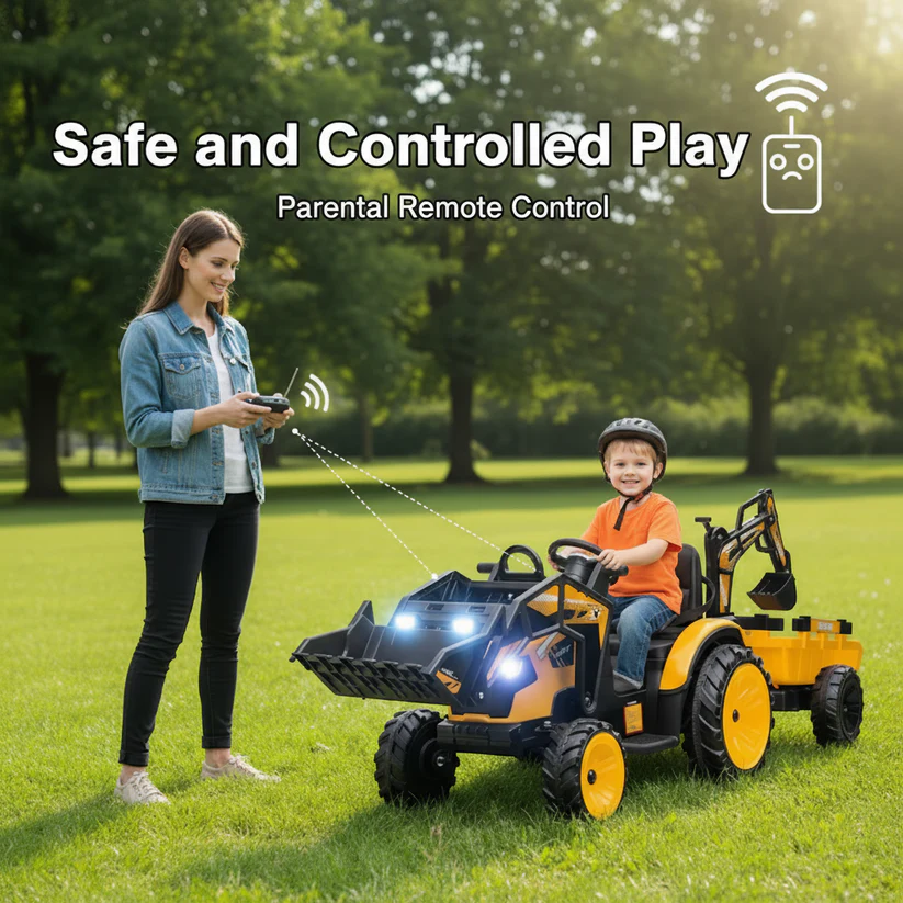 24V Electric Tractor with Trailer & Loader & Digger