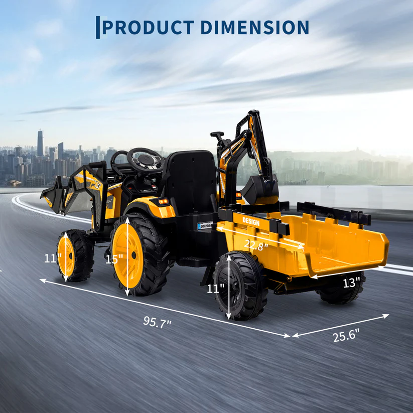24V Electric Tractor with Trailer & Loader & Digger