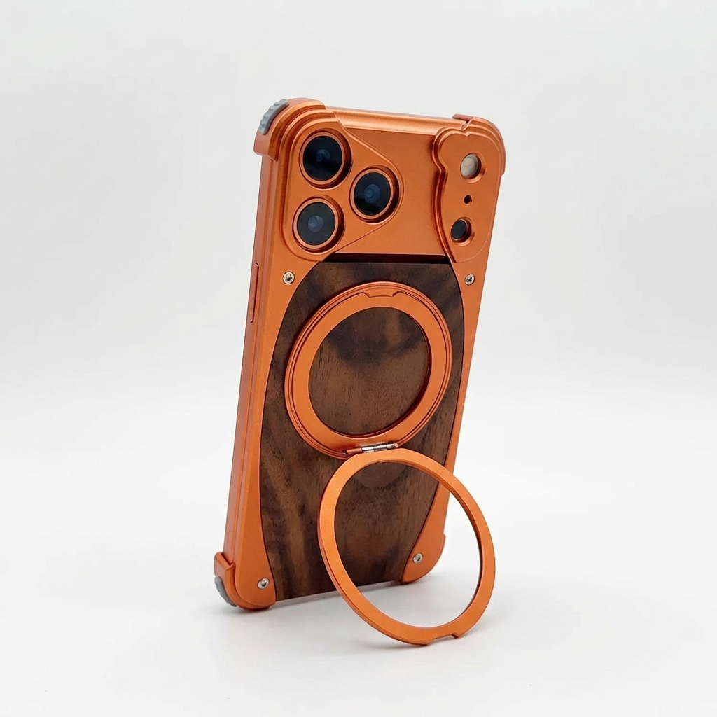 Wood Aluminum Metal Magnetic Case