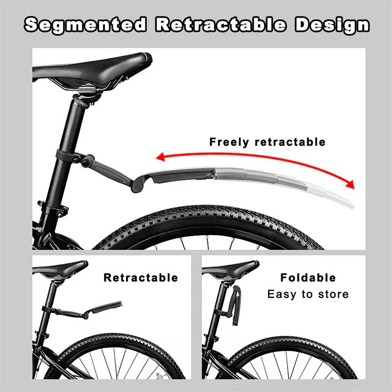 Universal Retractable Bike Mudguard Set – Front & Rear Adjustable Fenders for MTB & Road Bikes – Quick Release & Durable Engineering Plastic