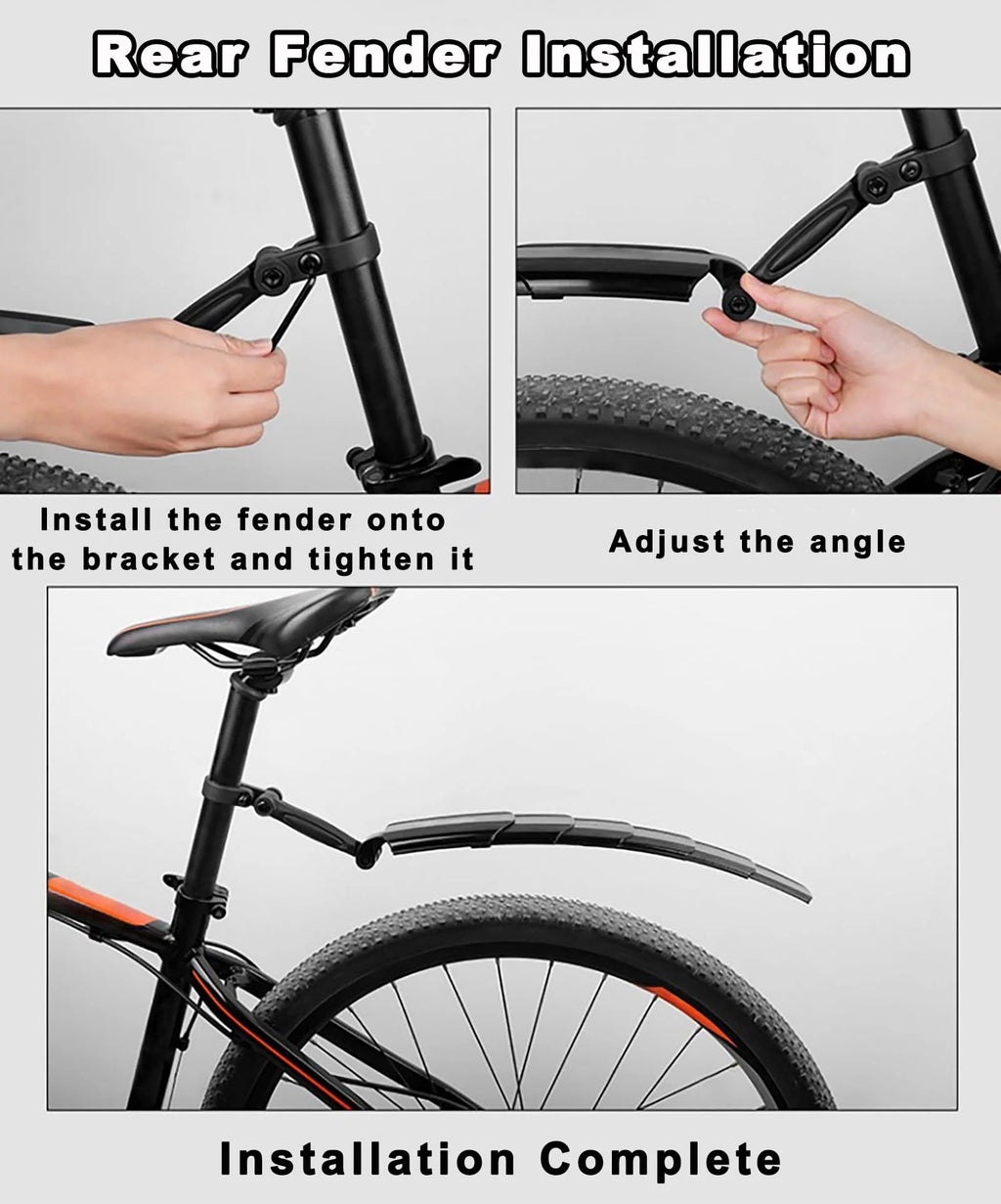 Universal Retractable Bike Mudguard Set – Front & Rear Adjustable Fenders for MTB & Road Bikes – Quick Release & Durable Engineering Plastic